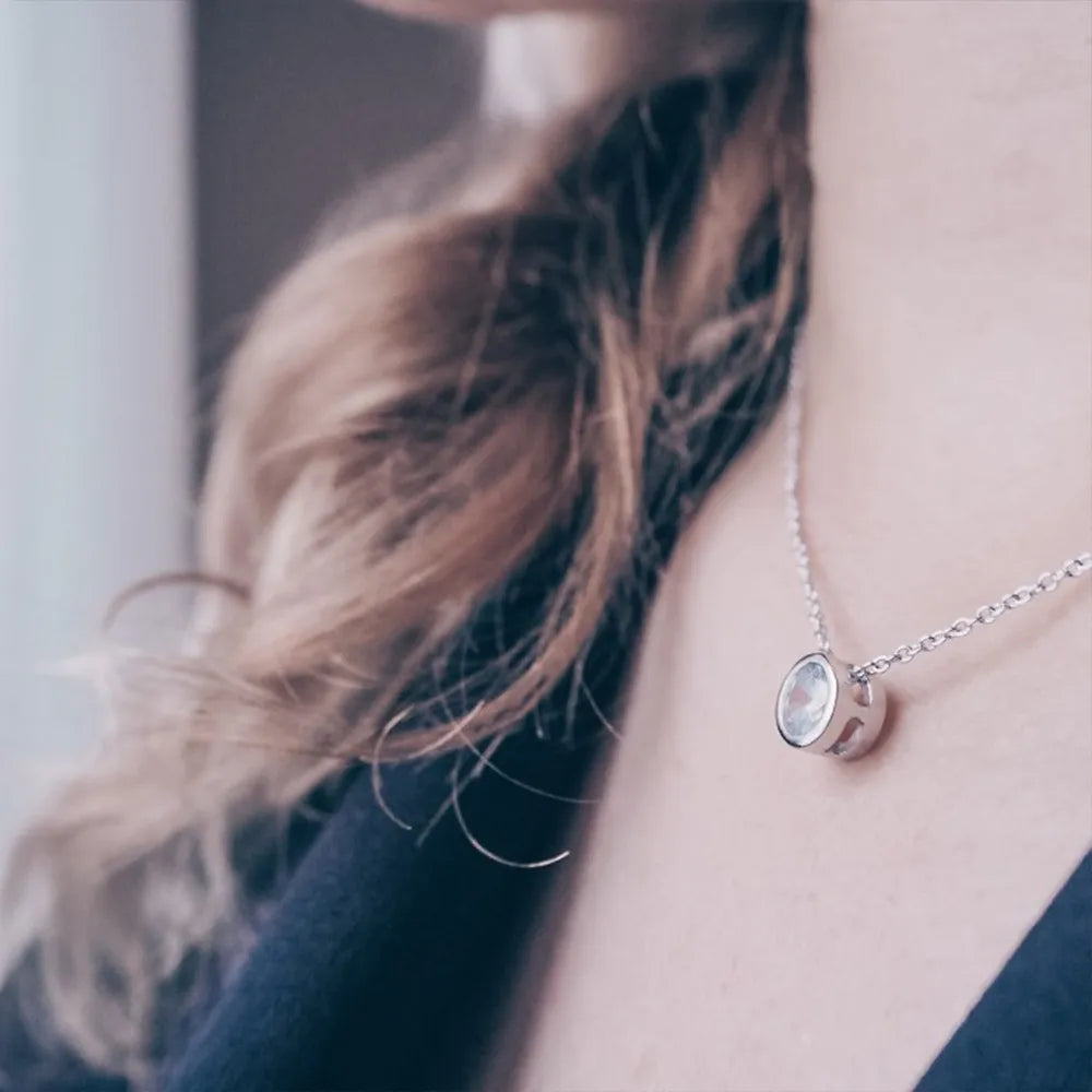 Birthstone Necklace – Stainless Steel Geometric Pendant Jewelry