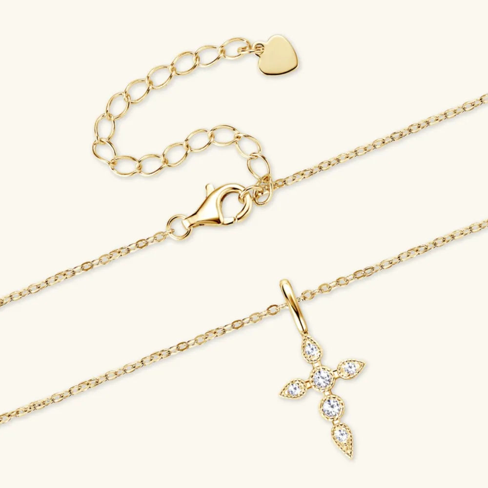 925 Sterling Silver Moissanite Cross Pendant Necklace – photo 2 – Avaiya Gems