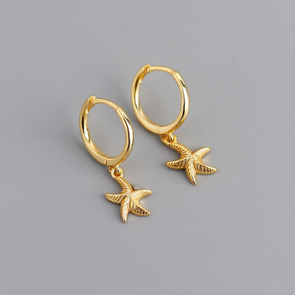 925 Sterling Silver Starfish Hoop Earring for Women Geometric Gold Silver Jewelry Wholesale S-E1388 – photo 7 – Avaiya Gems