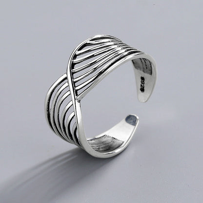 Mobius wave ring s925 silver Thai silver retro personality wild open sterling silver ring jewelry – Avaiya Gems