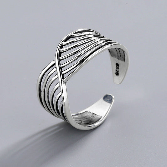 Mobius wave ring s925 silver Thai silver retro personality wild open sterling silver ring jewelry – Avaiya Gems