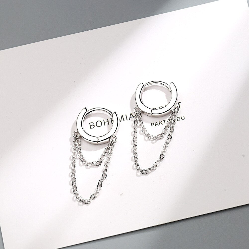 Gold Silver Long Chain Earring For Women 925 Sterling Silver Earrings Fashion Silver Jewelry korean New oorbellen