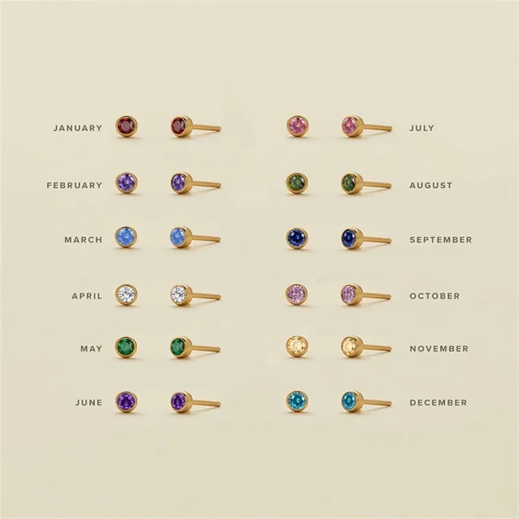 Birthstone Stud Earrings – Personalized Monthly Gemstone Jewelry
