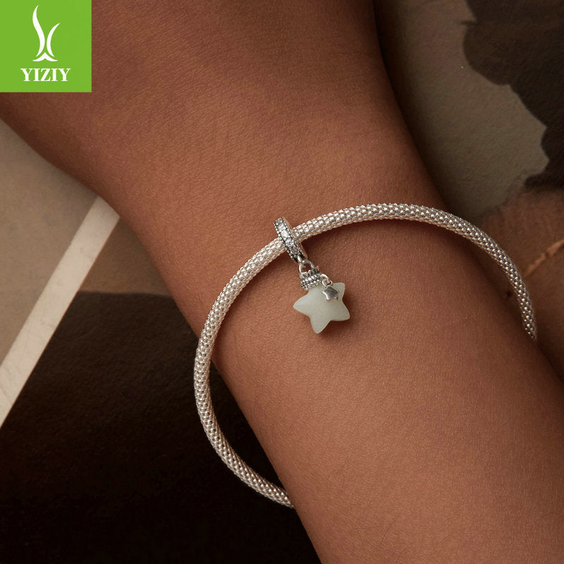 Silver Charm Original Star Wishing Bottle DIY Pendant Dreamy Luminous Stone s925 Pure Silver Bracelet with Beads