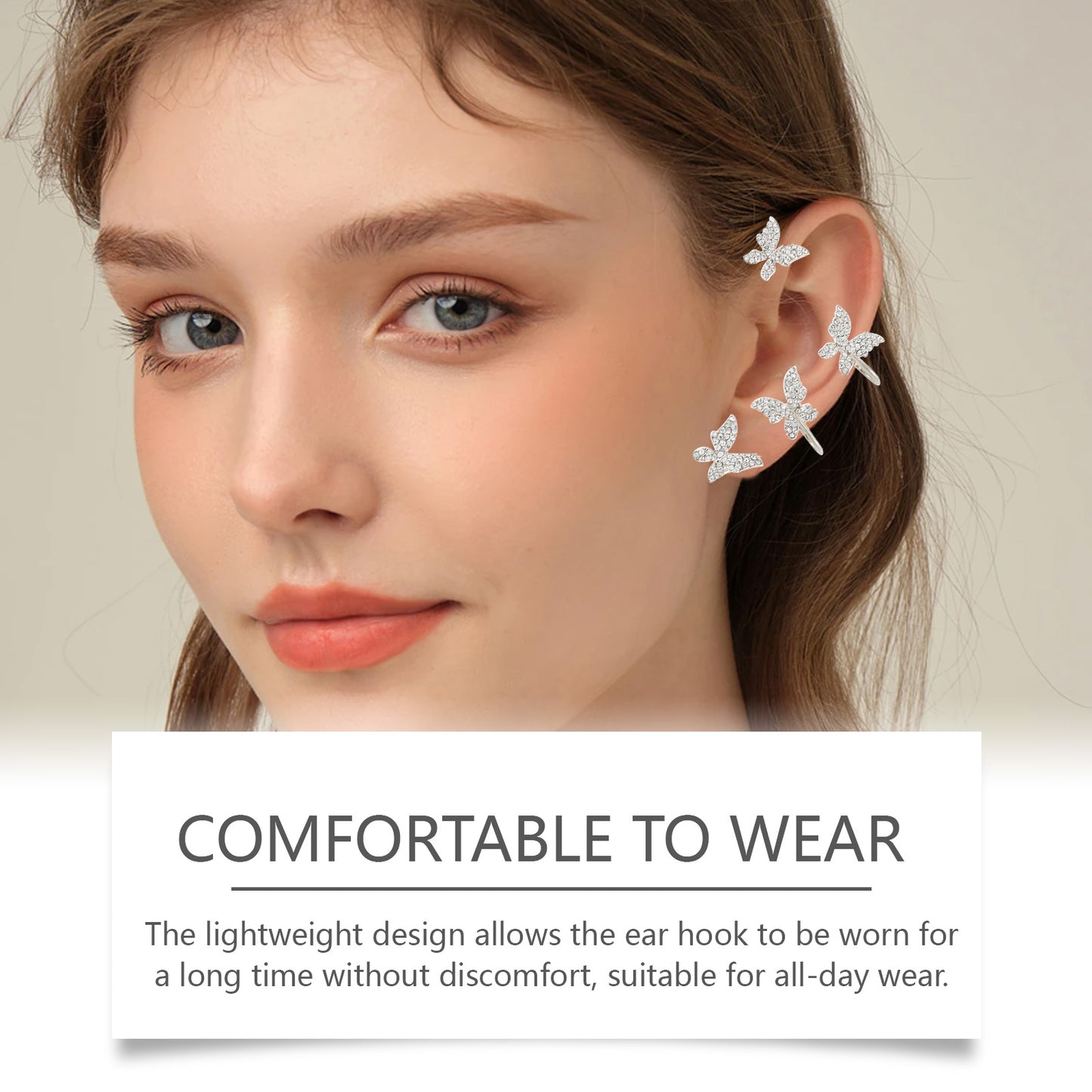 Hoexe Shiny Bow Ear Clip Diamond-Encrusting Butterfly Niche Ear Clip Fashion Everything Temperame... – photo 3 – Avaiya Gems