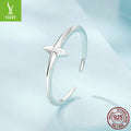 Yinziyun new minimalist plain silver cross opening ring, fashionable and versatile, three-dimensional s925 pure silver ring