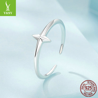 Yinziyun new minimalist plain silver cross opening ring, fashionable and versatile, three-dimensi... – photo 5 – Avaiya Gems