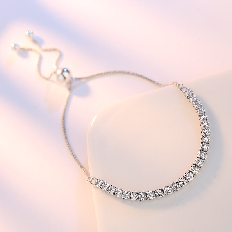 Sterling Silver Sparkling Strand Bracelet Women Link Tennis Bracelet Silver Jewelry VBS4087 – photo 5 – Avaiya Gems