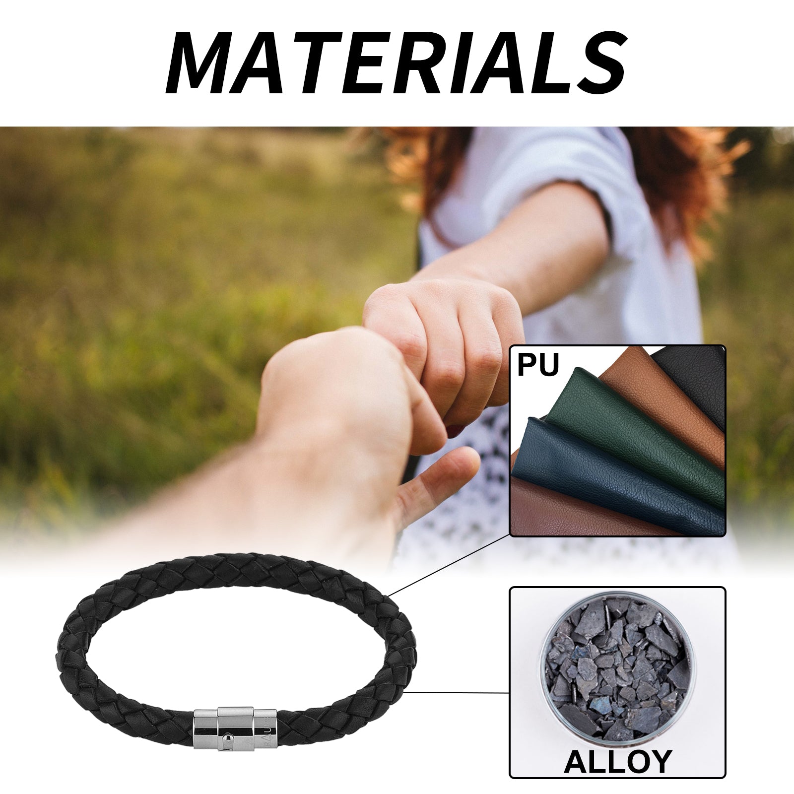 Couple Bracelet, Pu Leather Rope Woven Men's And Women's Style Personality Simple Style Couple Br... – photo 6 – Avaiya Gems