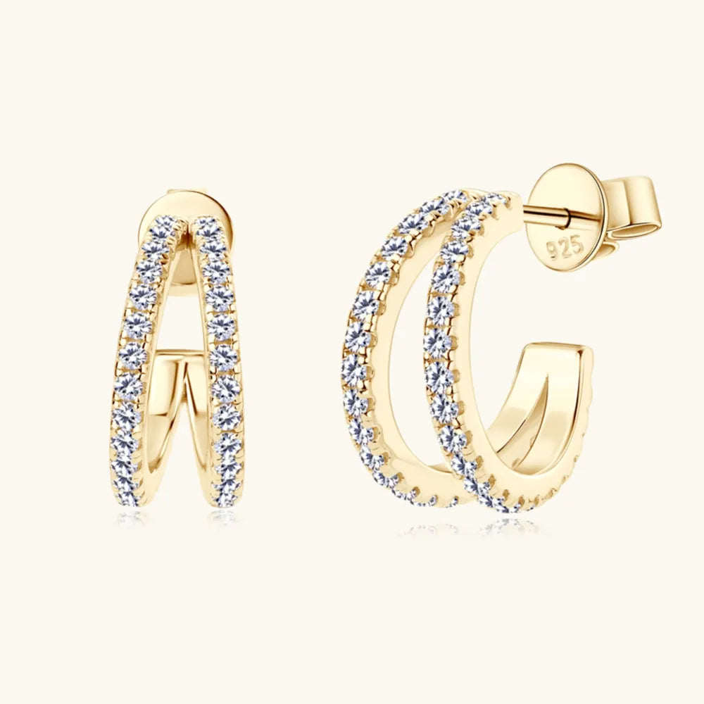 Moissanite 925 Sterling Silver C-Hoop Earrings – photo 7 – Avaiya Gems
