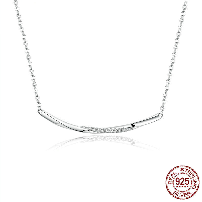 Smiling geometric necklace s925 silver collarbone chain – Avaiya Gems