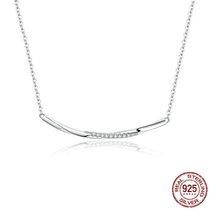 Smiling geometric necklace s925 silver collarbone chain – Avaiya Gems