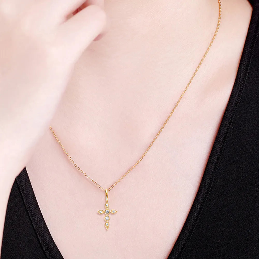 925 Sterling Silver Moissanite Cross Pendant Necklace – photo 3 – Avaiya Gems