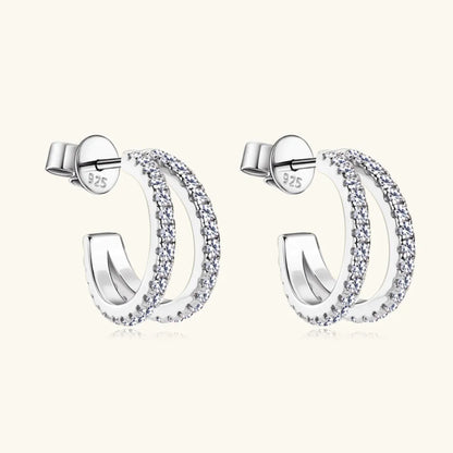 Moissanite 925 Sterling Silver C-Hoop Earrings – photo 2 – Avaiya Gems