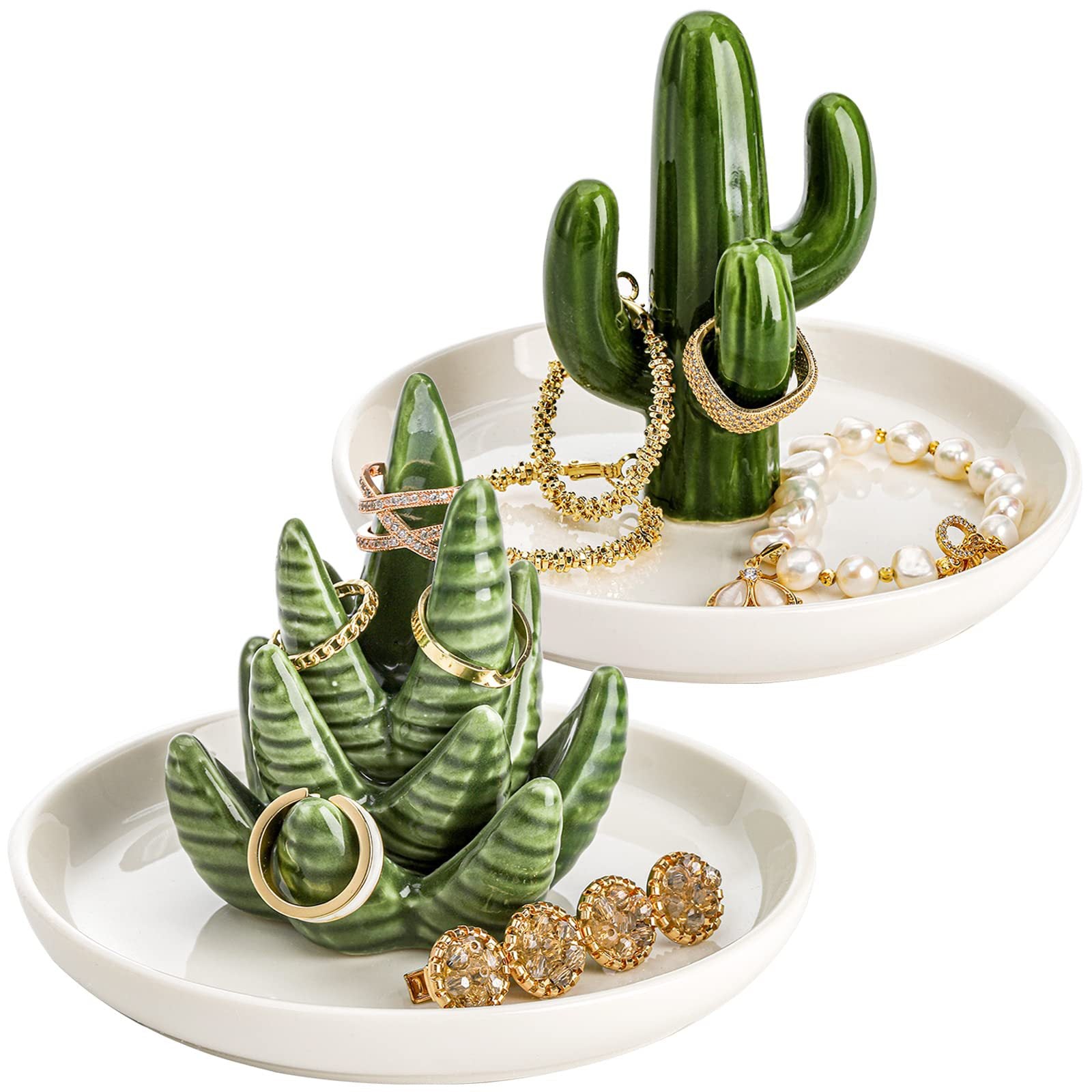Ceramic Cactus Ring Tray Jewelry Display Stand Creative Aloe Vera Storage Tray Craft Wholesale – photo 4 – Avaiya Gems