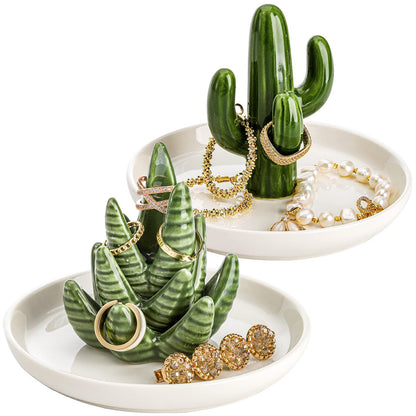 Ceramic Cactus Ring Tray Jewelry Display Stand Creative Aloe Vera Storage Tray Craft Wholesale – photo 4 – Avaiya Gems