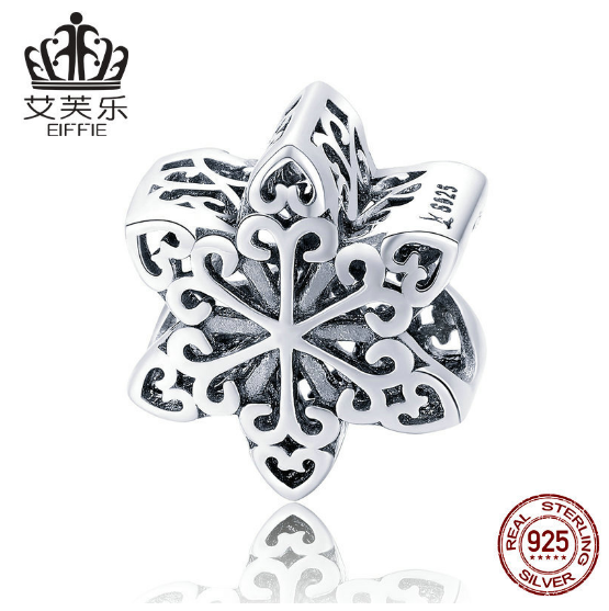 Eiffie Winter Snowflakes Send Girlfriend Gift S925 Sterling Silver Bracelet Silver Beads SCC719 – Avaiya Gems