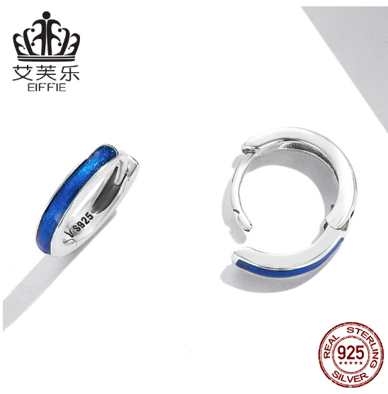 EIFFIE Simple Ear Buckle Sterling Silver Earrings S925 Diamond-Encrusted Women's Silver Earrings Spot SCE1360