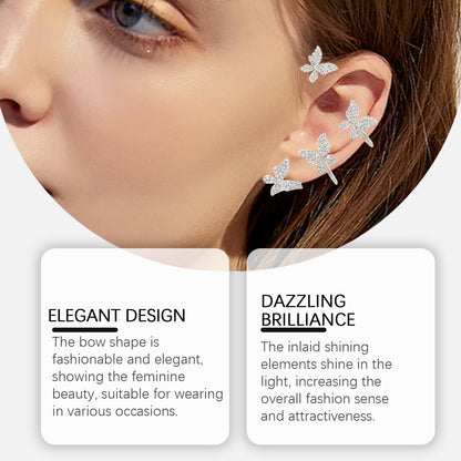 Hoexe Shiny Bow Ear Clip Diamond-Encrusting Butterfly Niche Ear Clip Fashion Everything Temperame... – photo 4 – Avaiya Gems
