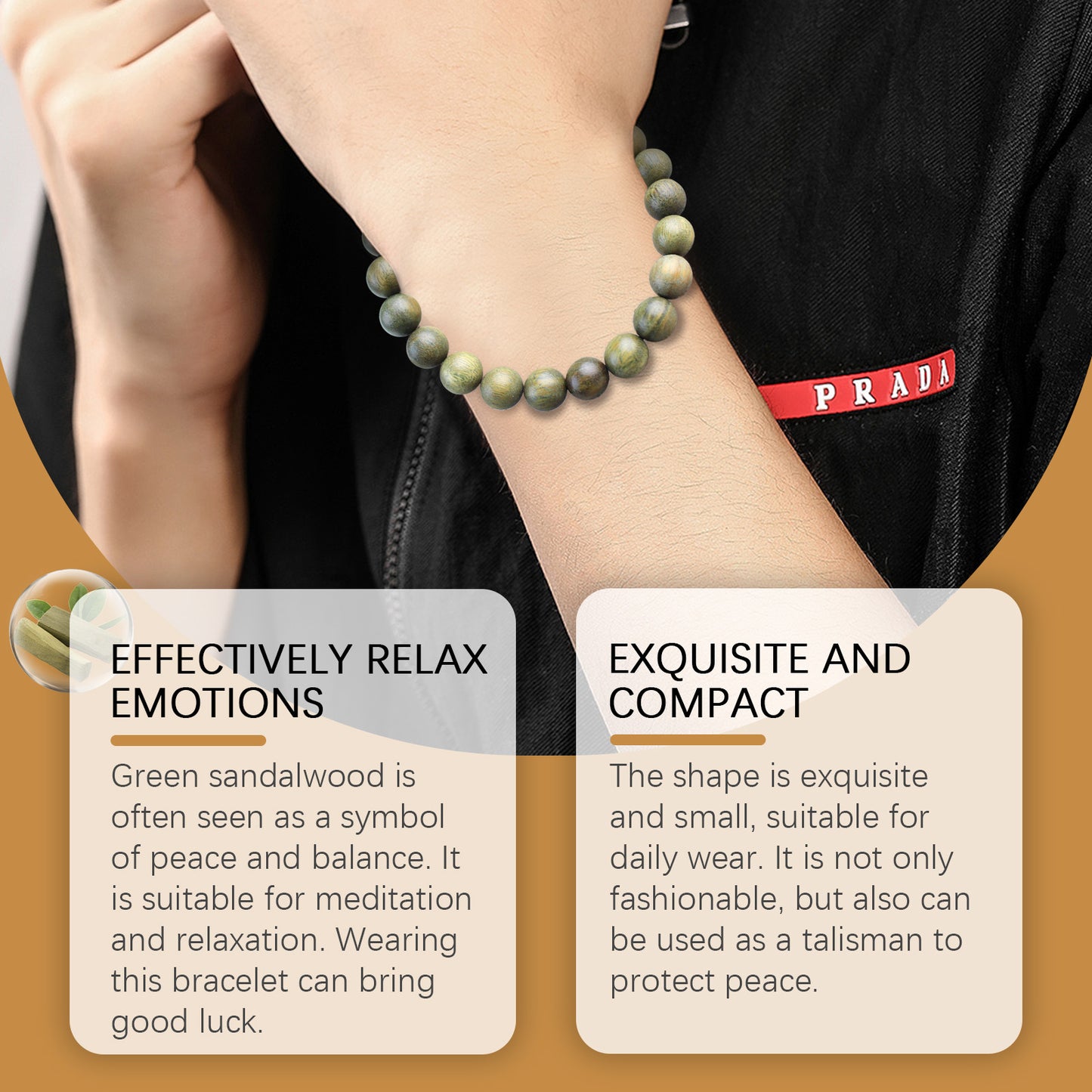 Green Sandalwood Bracelet Trend Fashion Elegant Portable Durable Good-Looking Niche Design Bracelet – photo 3 – Avaiya Gems