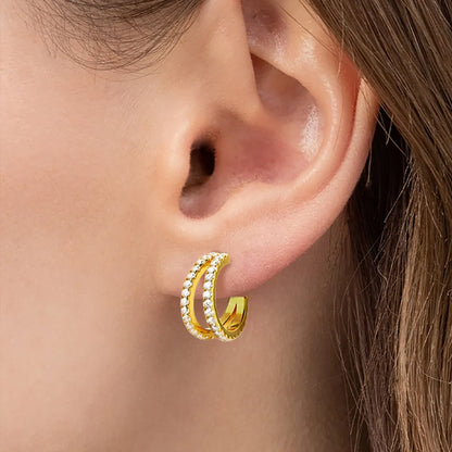 Moissanite 925 Sterling Silver C-Hoop Earrings – photo 5 – Avaiya Gems