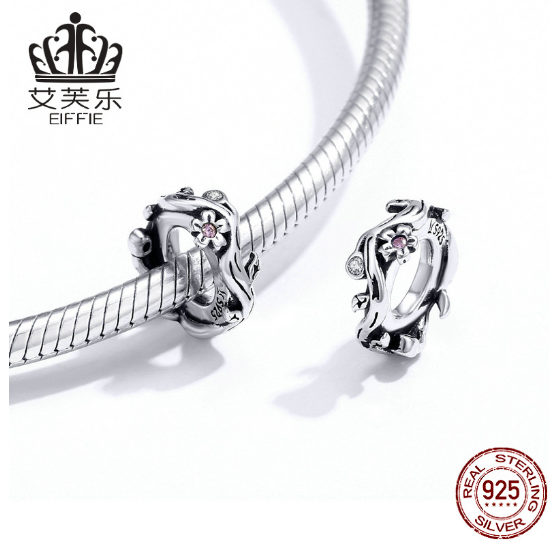Fashion Flower Sterling Silver Spacer Beads DIY Bracelet Beads Popular S925 Silver Jewelry Accessories