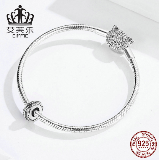 New Original Sterling Silver Feather Beads S925 Silver Loose Beads DIY Bracelet Accessories Personality Matching Charms