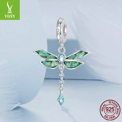 Silver Charm Original Retro Green Dragonfly DIY Pendant Accessories Charm Lucky s925 Pure Silver ... – photo 5 – Avaiya Gems