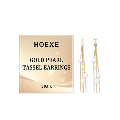 Hoexe Gold Pearl Fringe Earrings Trend Fashion Dating Niche Design Sense Temperament Fringe Earri... – Avaiya Gems