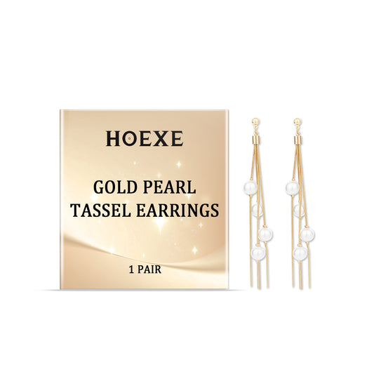 Hoexe Gold Pearl Fringe Earrings Trend Fashion Dating Niche Design Sense Temperament Fringe Earri... – Avaiya Gems