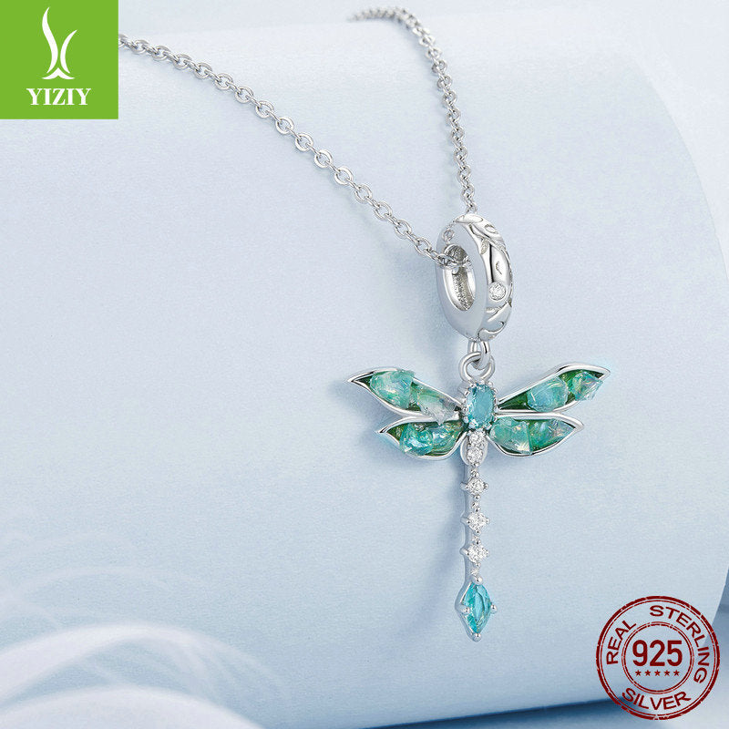 Silver Charm Original Retro Green Dragonfly DIY Pendant Accessories Charm Lucky s925 Pure Silver ... – photo 4 – Avaiya Gems
