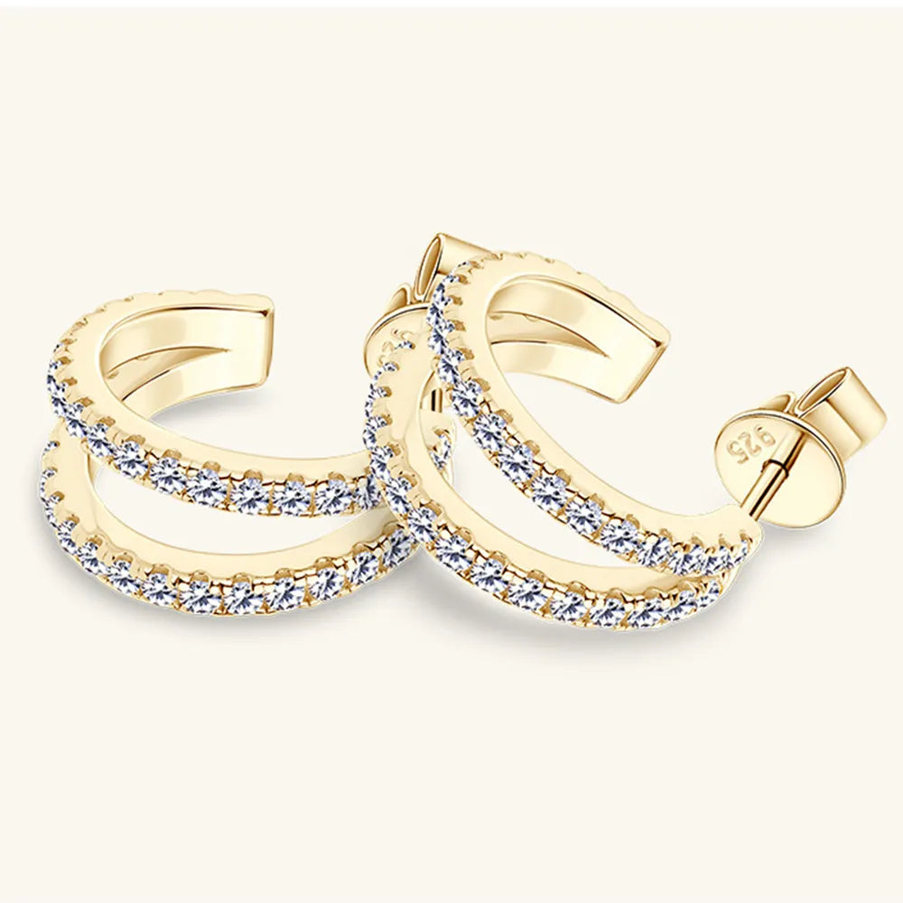 Moissanite 925 Sterling Silver C-Hoop Earrings – photo 6 – Avaiya Gems