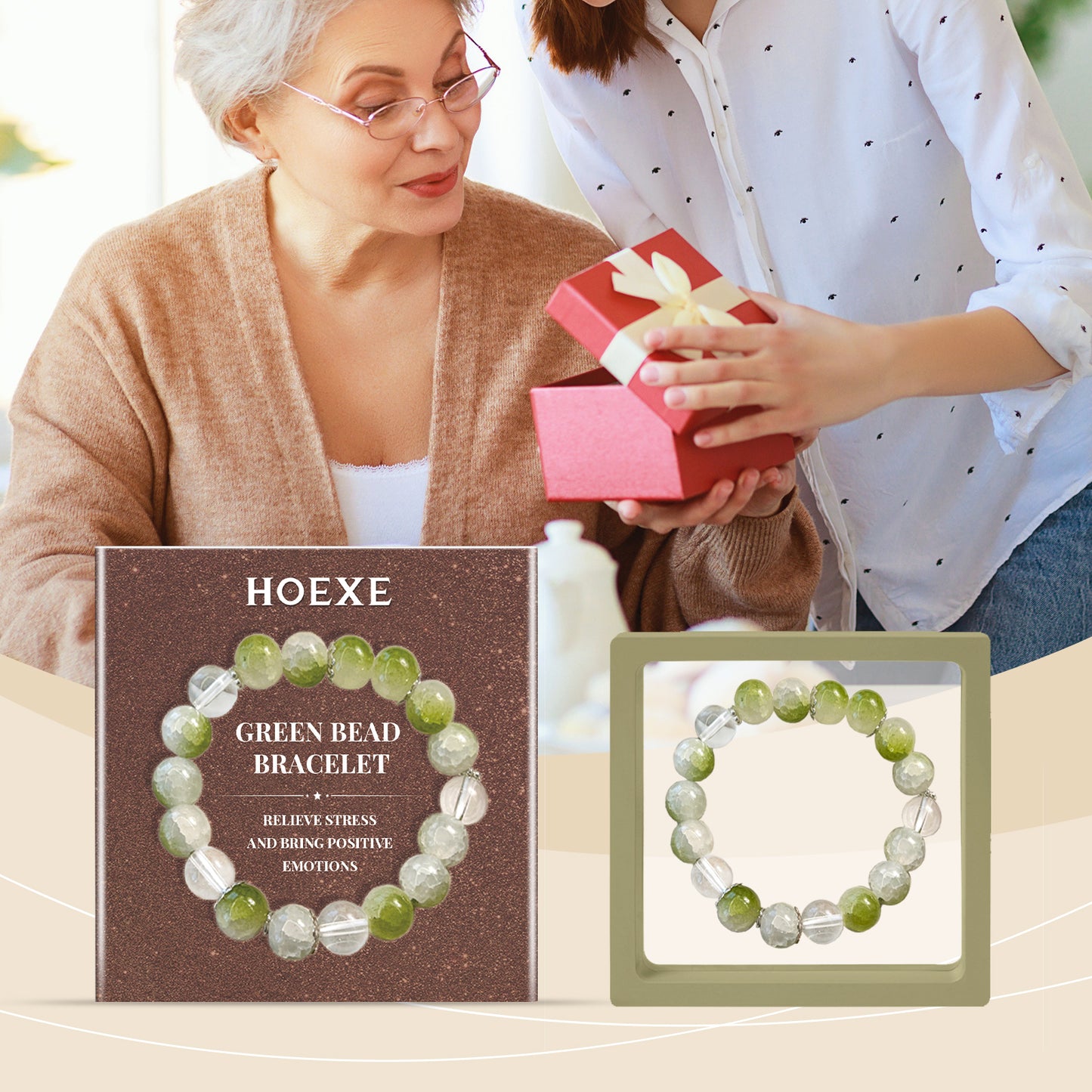 Hoexe Green Beads Bracelet, Men And Women Fashion Convenient Body Comfort Daily Life Decoration B... – photo 2 – Avaiya Gems