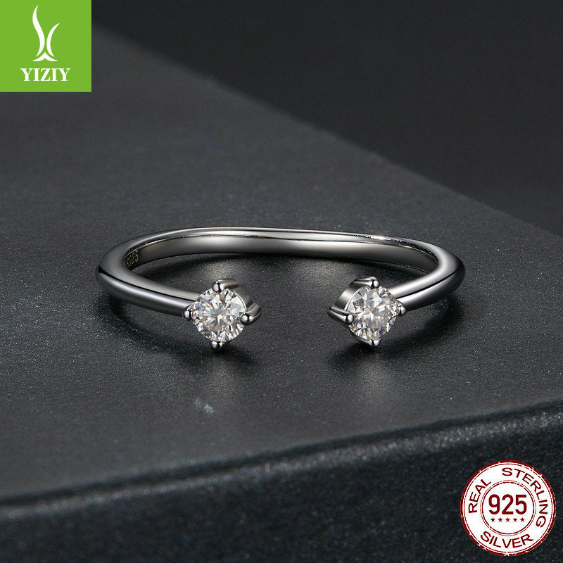 Silver Charm New Simple and Exquisite Moissanite Open Ring Fashionable and Versatile Stackable s925 Pure Silver Ring