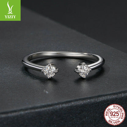 Silver Charm New Simple and Exquisite Moissanite Open Ring Fashionable and Versatile Stackable s9... – photo 4 – Avaiya Gems