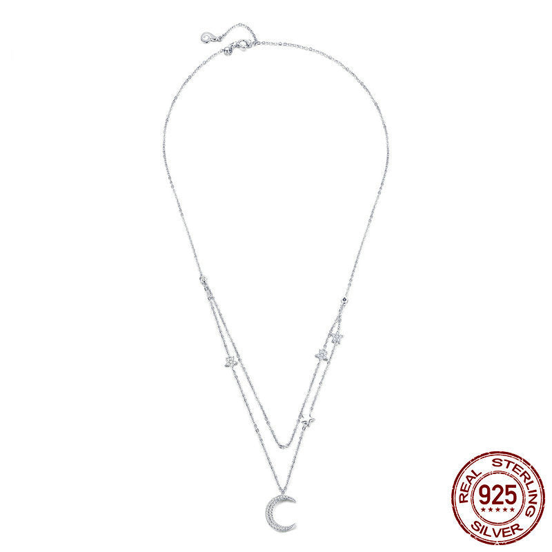 Starlight Moon Pure Silver S925 Plated Necklace – Avaiya Gems