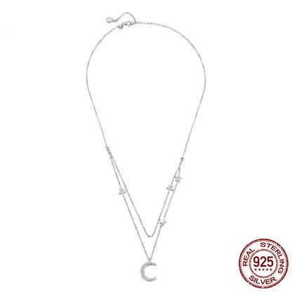 Starlight Moon Pure Silver S925 Plated Necklace – Avaiya Gems