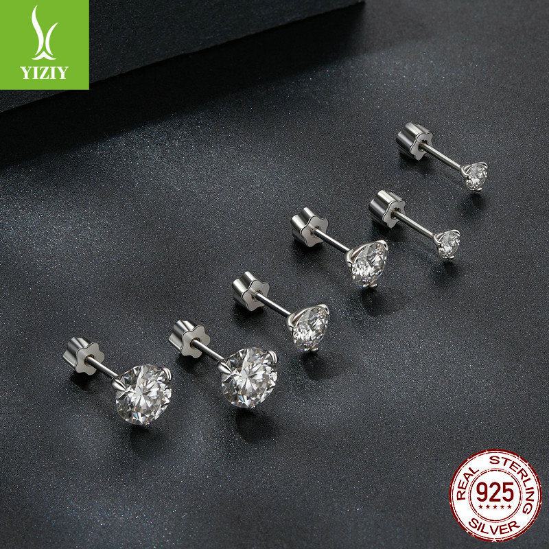 Silver Charm Simple and Elegant Sparkling Moissanite Earrings Classic Three Claw Moissanite Diamond s925 Pure Silver Earrings