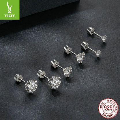 Silver Charm Simple and Elegant Sparkling Moissanite Earrings Classic Three Claw Moissanite Diamo... – photo 3 – Avaiya Gems