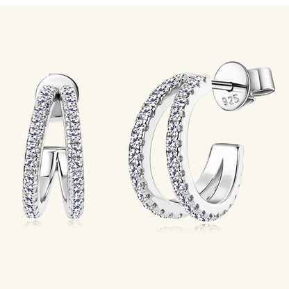 Moissanite 925 Sterling Silver C-Hoop Earrings – photo 3 – Avaiya Gems