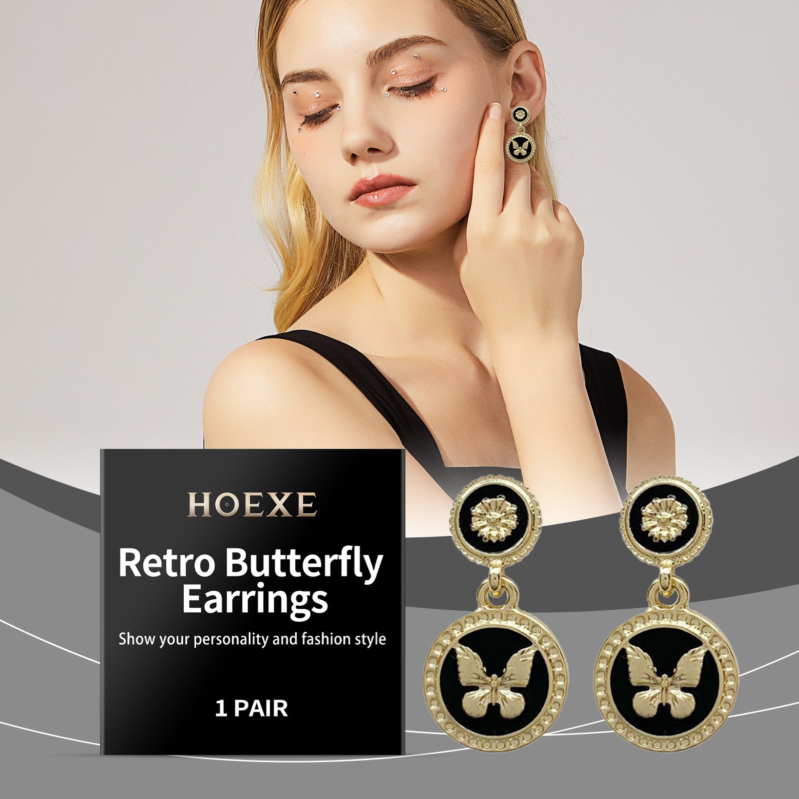 Hoexe Vintage Butterfly Earrings Fashion Personality Charm Niche Design Sense Light Decoration Si... – photo 2 – Avaiya Gems