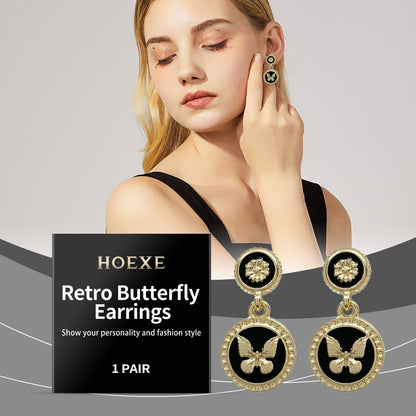 Hoexe Vintage Butterfly Earrings Fashion Personality Charm Niche Design Sense Light Decoration Si... – photo 2 – Avaiya Gems