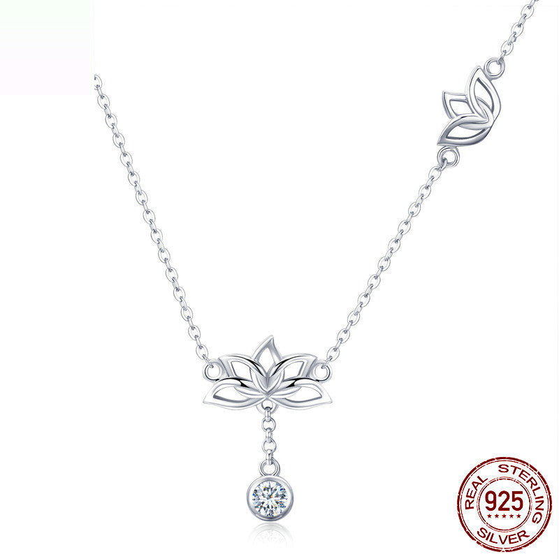 Silver Lotus Delicate Necklace – Avaiya Gems