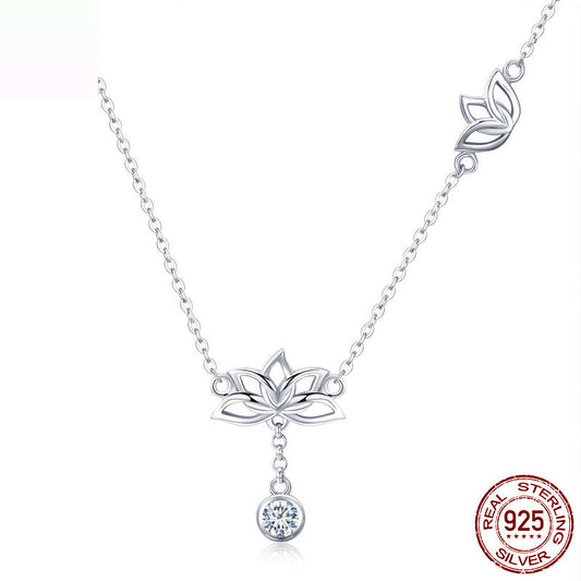 Silver Lotus Delicate Necklace – Avaiya Gems
