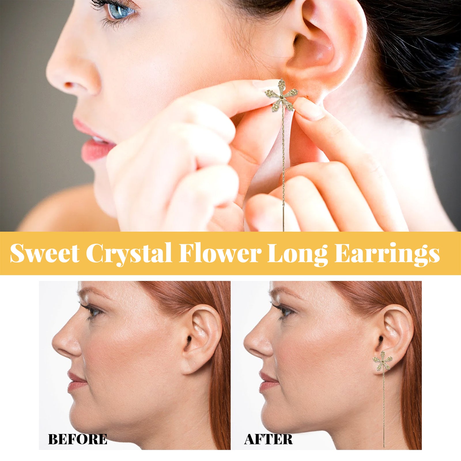 Sweet Crystal Flower Long Earrings, Ear Acupoint Earrings Niche Fashion Small Fresh And Cute Earr... – photo 3 – Avaiya Gems