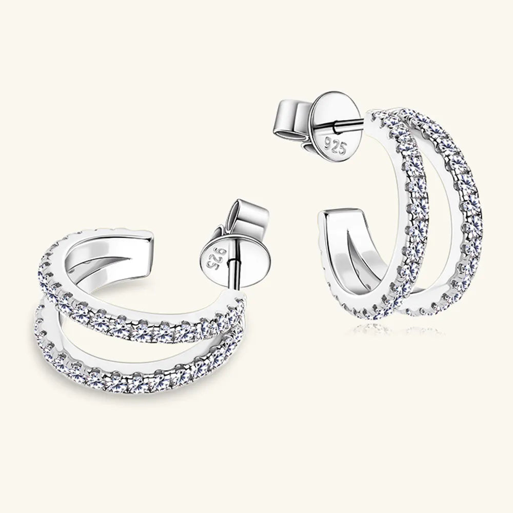 Moissanite 925 Sterling Silver C-Hoop Earrings – photo 4 – Avaiya Gems