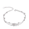 S925 Sterling Silver Bracelet Female Five-Pointed Star Diamond Silver Bead Double-Layer Bracelet Temperament Jewelry