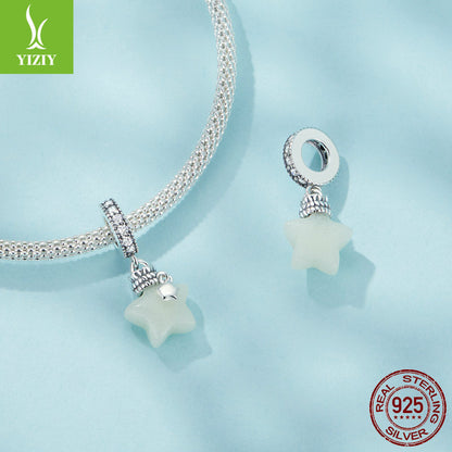 Silver Charm Original Star Wishing Bottle DIY Pendant Dreamy Luminous Stone s925 Pure Silver Brac... – photo 2 – Avaiya Gems