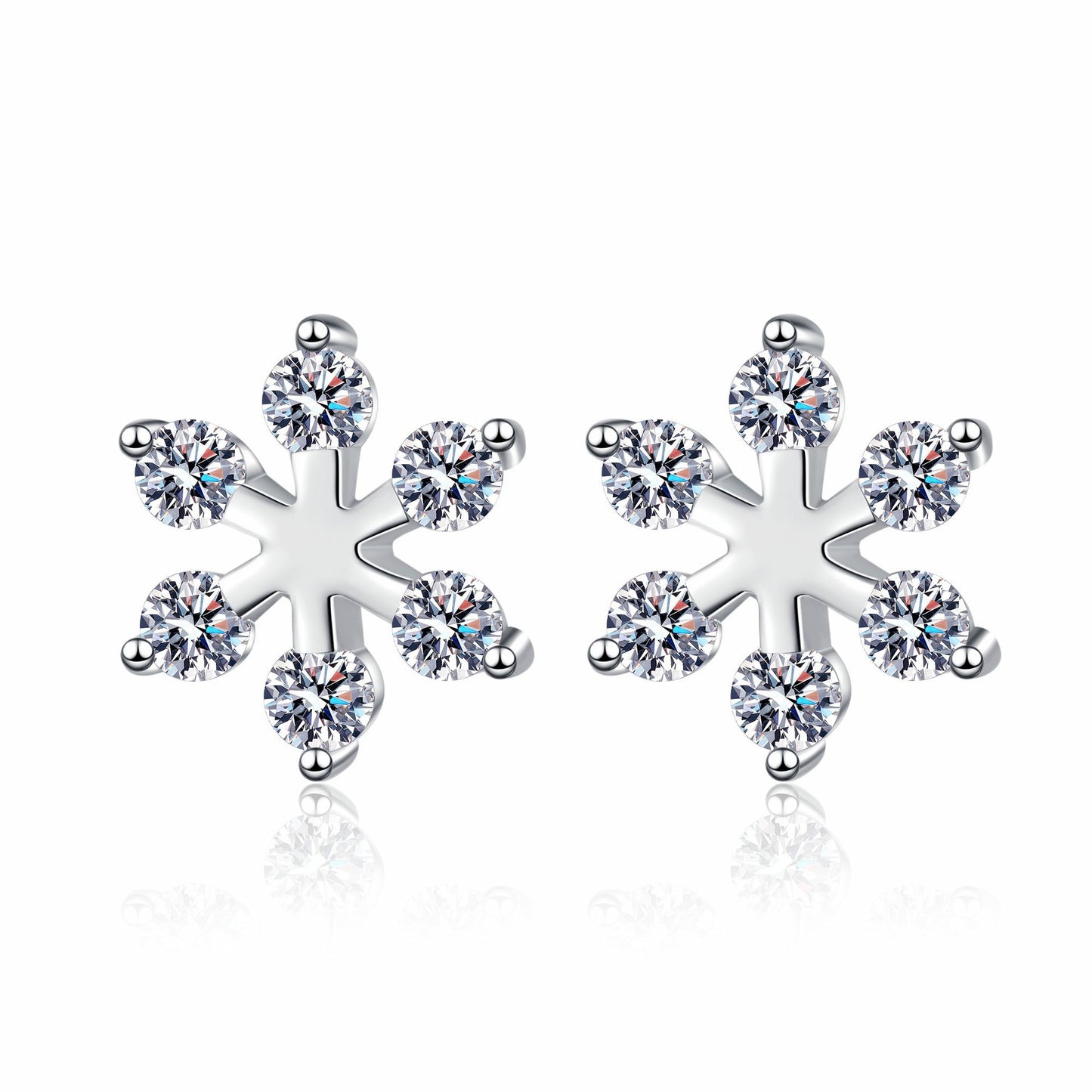 Moissanite 925 Sterling Silver Snowflake Shape Earrings – Avaiya Gems