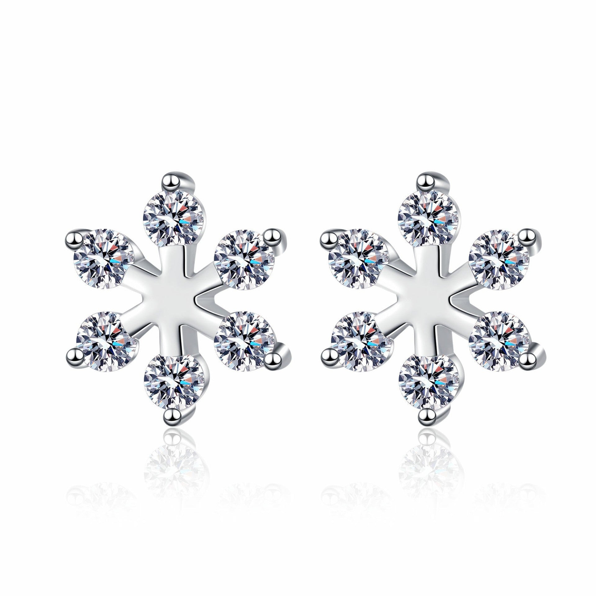Moissanite 925 Sterling Silver Snowflake Shape Earrings – Avaiya Gems